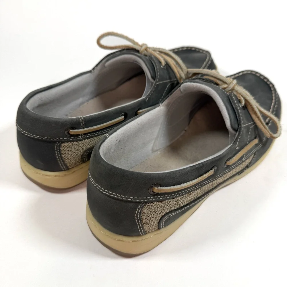 Clarks Boat Shoes Mens 9.5M Leather Gray Casual Lace Up‎ Comfort